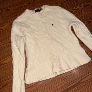 Ralph Lauren Polo Cashmere Wool Women's Ivory Cable Knit Sweater Medium